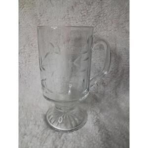 Princess House Heritage Irish Mugs Clear Floral Etch  T7